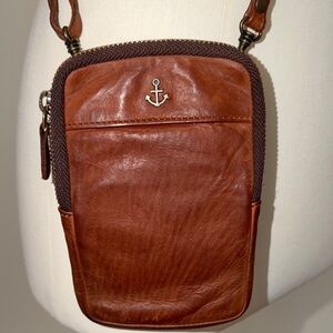 Harbor 2nd Elegant Brown Leather Phone Wallet Crossbody with Anchor Detail
